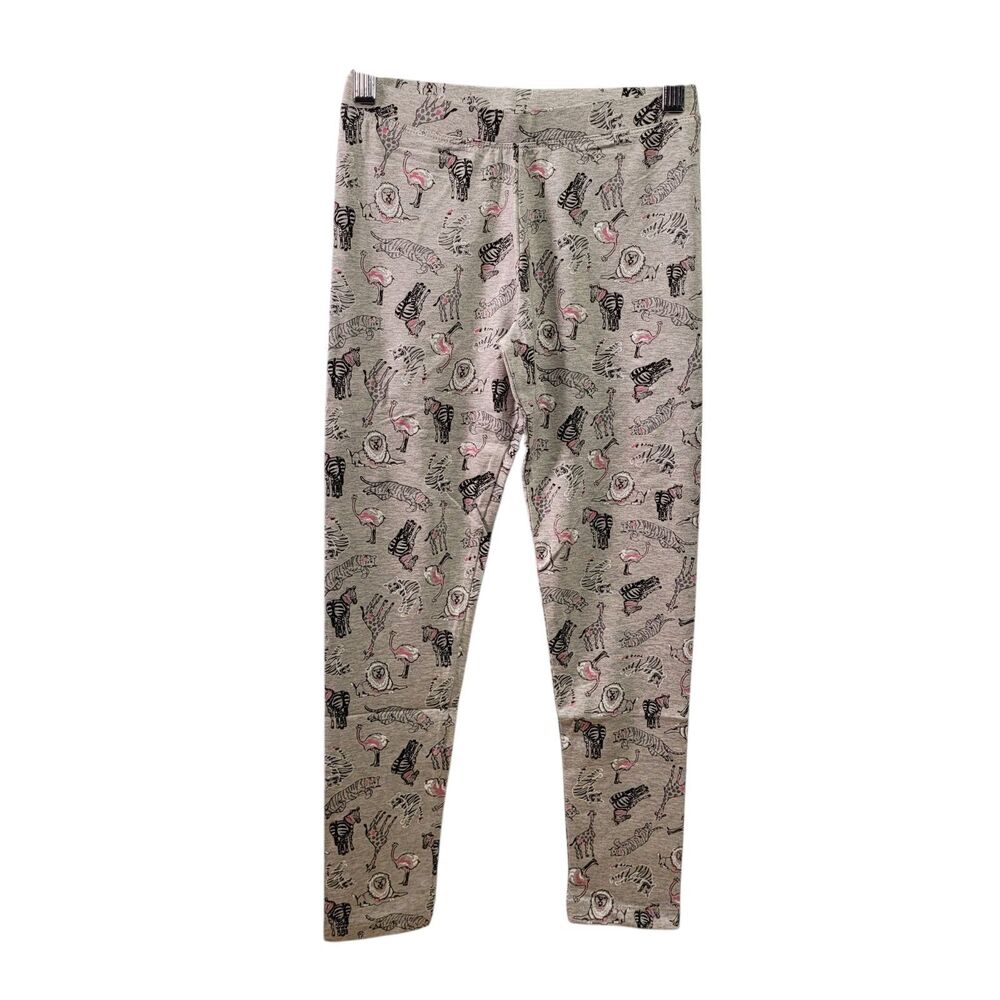 Spotted Zebra Girls Casual Zoo Animals Printed Gray Leggings Size Medium (8)